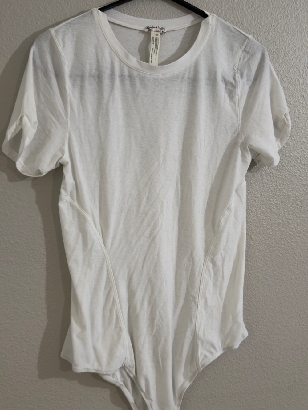 Free People White Short-Sleeve Crew Bodysuit